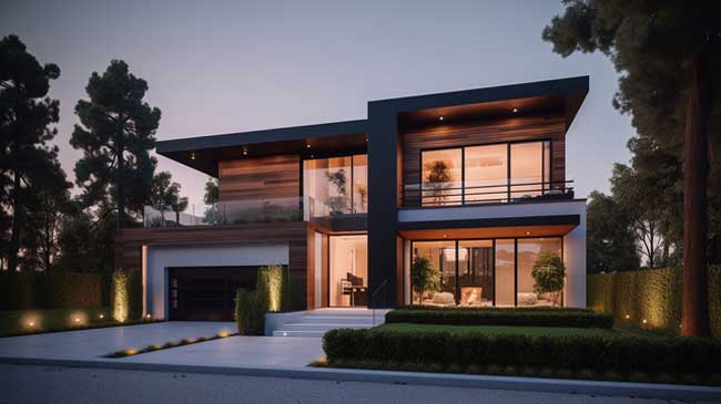 modern house at night